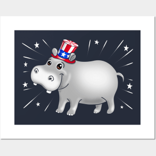 America Patriotic Hippo Posters and Art